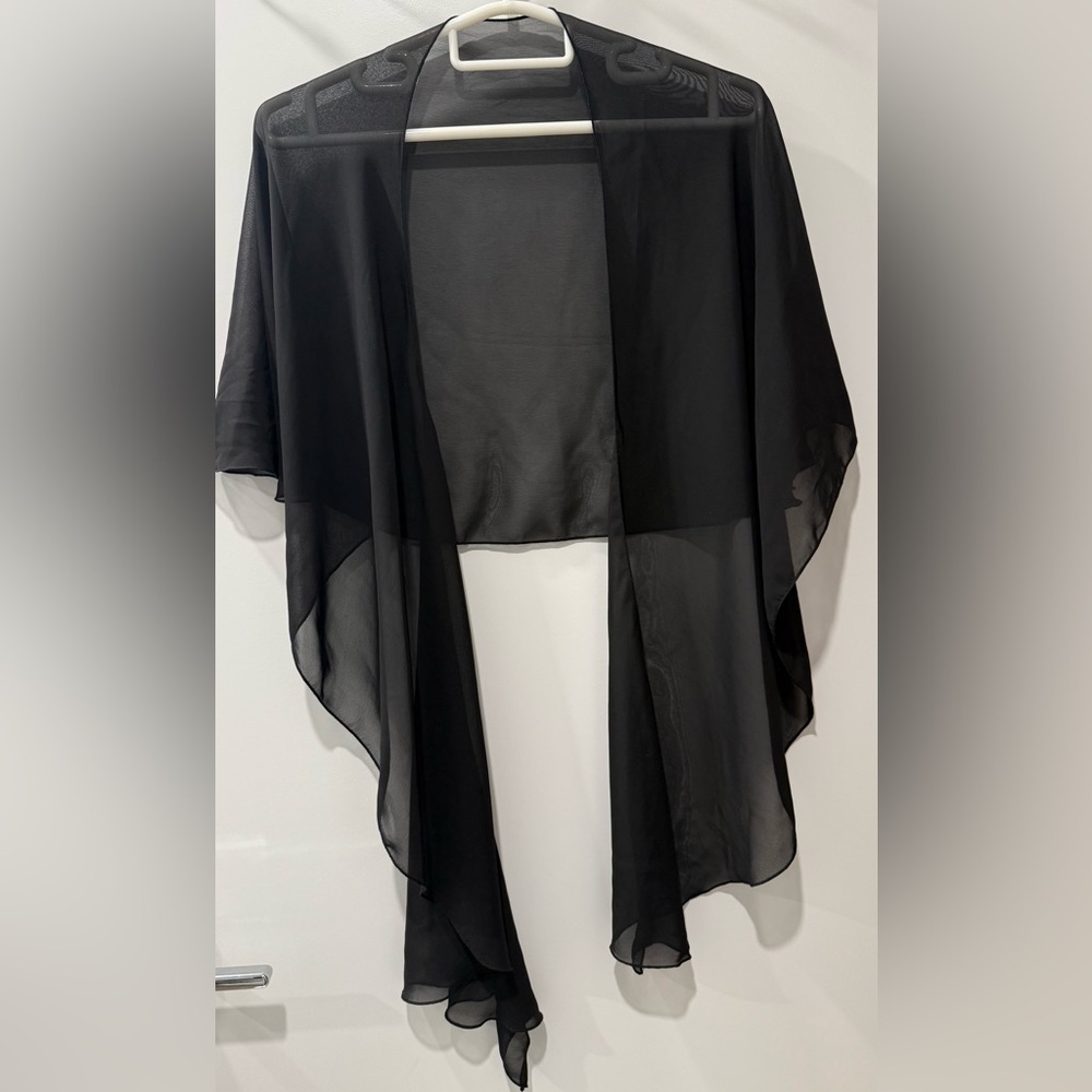 Elegant Black Sheer Women's Wrap Top - Picture 3 of 5